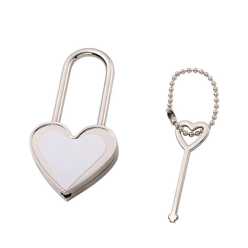 Party Sublimation Wishing Lock Luggage Padlock Valentine`s Day Locks Heat Transfer Padlocks Heart-shaped Square Round Padlock