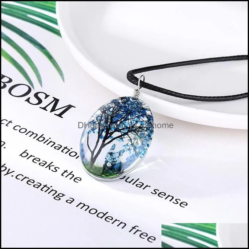 wish necklace necklaces hot sale dried flowers life tree crystal pendants silver chain necklaces for women girl jewelry wholesale