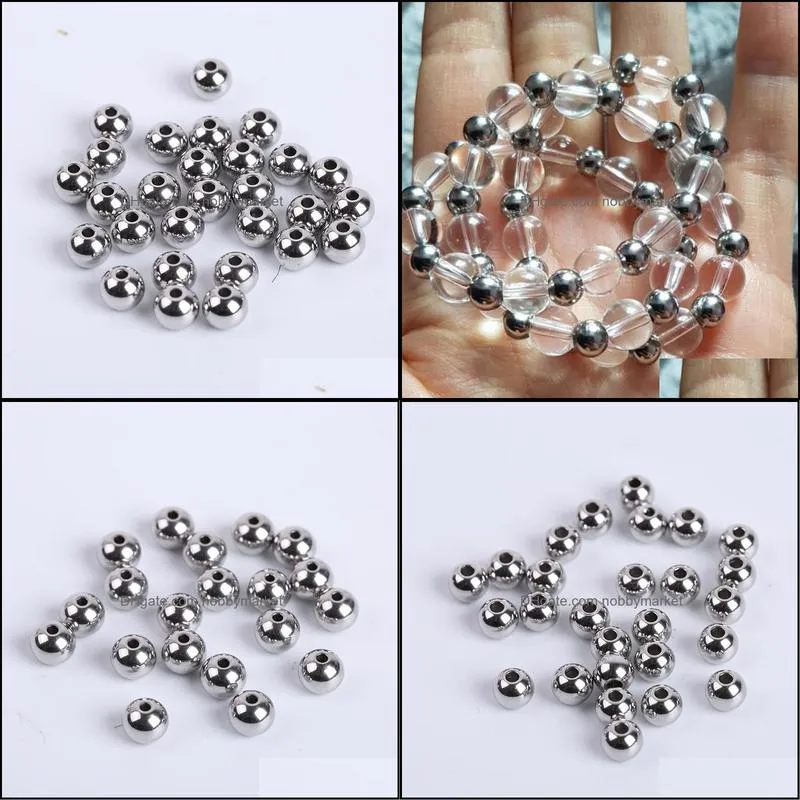 30-100Pcs/Lot Stainless Steel Bracelet Big Hole Beads Diy Handicraft Accessories Findings Loose Spacer Beads For Jewelry Making