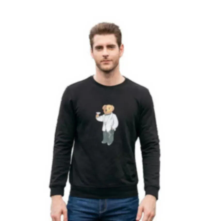 Polos de talla estadounidense, sudadera de algodón grueso, ropa deportiva, suéter de oso estampado de alta calidad, accesorios de lujo para hombre, sudadera de manga larga