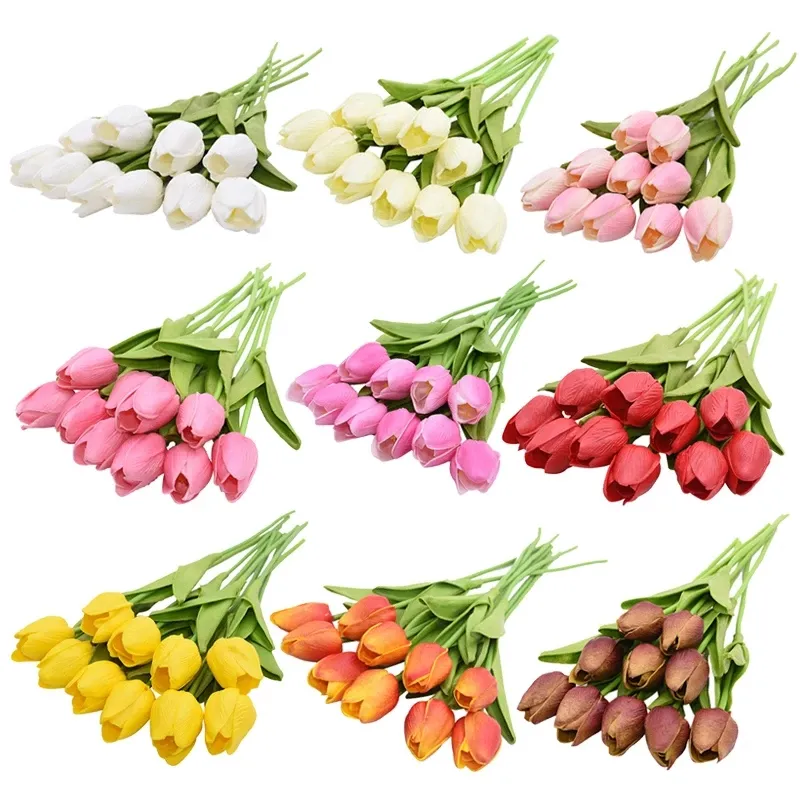 Tulipes artificielles en PU, fausses fleurs au toucher réel, Bouquet DIY, cadeau pour décoration de mariage, fournitures de jardin pour la maison