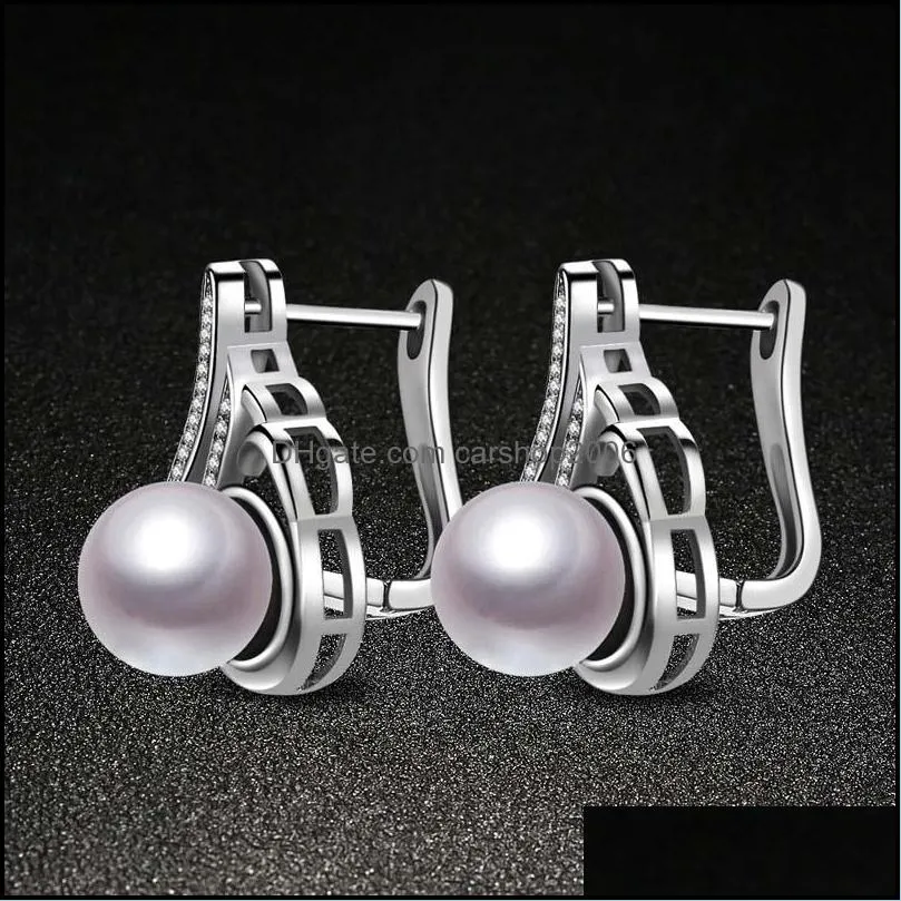 silver earrings jewelry fashion crystal pearl hoop earrings for women girl wedding party jewelry wholesale free shipping - 0673wh