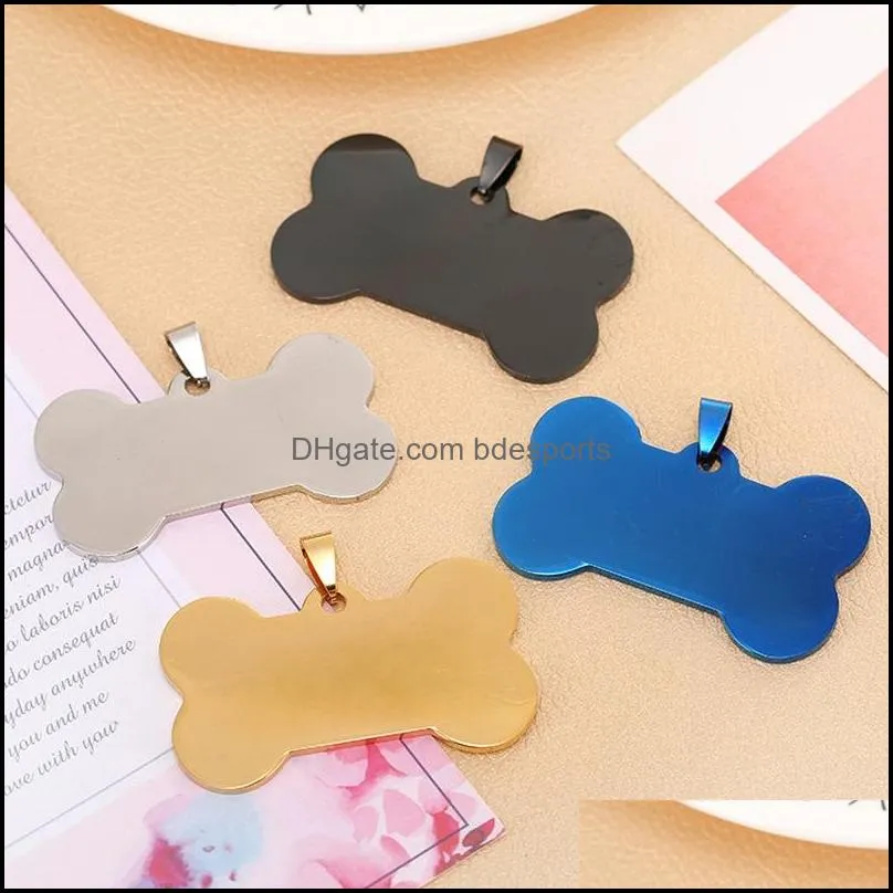 Bone Shape Personalized Dog Tag Pet Dog Metal Blank Tag Stainless Steel Double Sided Military ID Card Pet Engraved Blank Tags BH2842