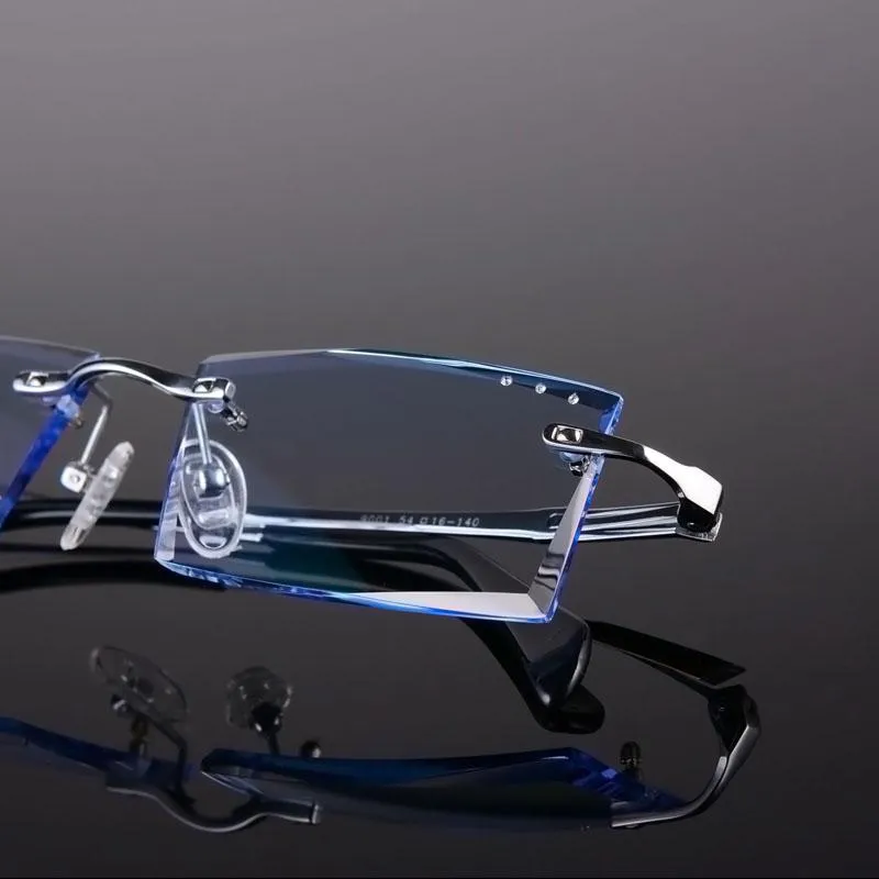 ファッションサングラスフレームメンズアイウェア処方近似眼鏡ダイヤモンド切断リムレス眼鏡プロフェッショナルカスタムヒップスター265W