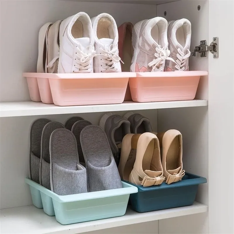 Otherhouse 3 Grid Shoe Rack Stand Splankhouder Organisator S Opslagrekken Kast Slotbox Drie kleuren Y200527