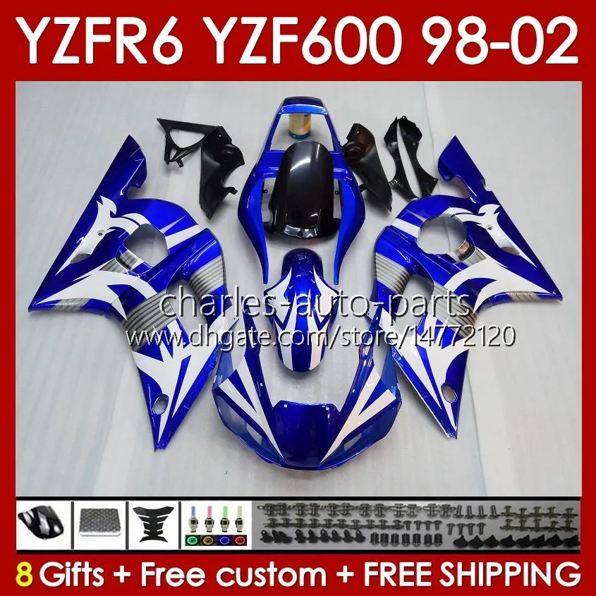 Yamaha için Vücut Çerçevesi YZF-600 YZF R6 R 6 600cc YZFR6 1998 1999 00 01 02 KUTUSUNDA 145NO.26 YZF 600 CC Cowling YZF-R6 98-02 YZF600 98 99 2000 2001 2002 Kapatma Kiti Mavi Blk