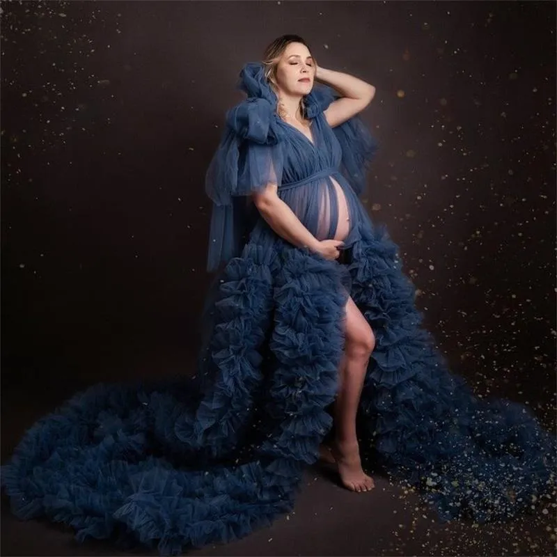 Pregnant Women's Prom Dresses Front Slit Maternity Photoshoot Robes Long Party Evening Gowns Customise