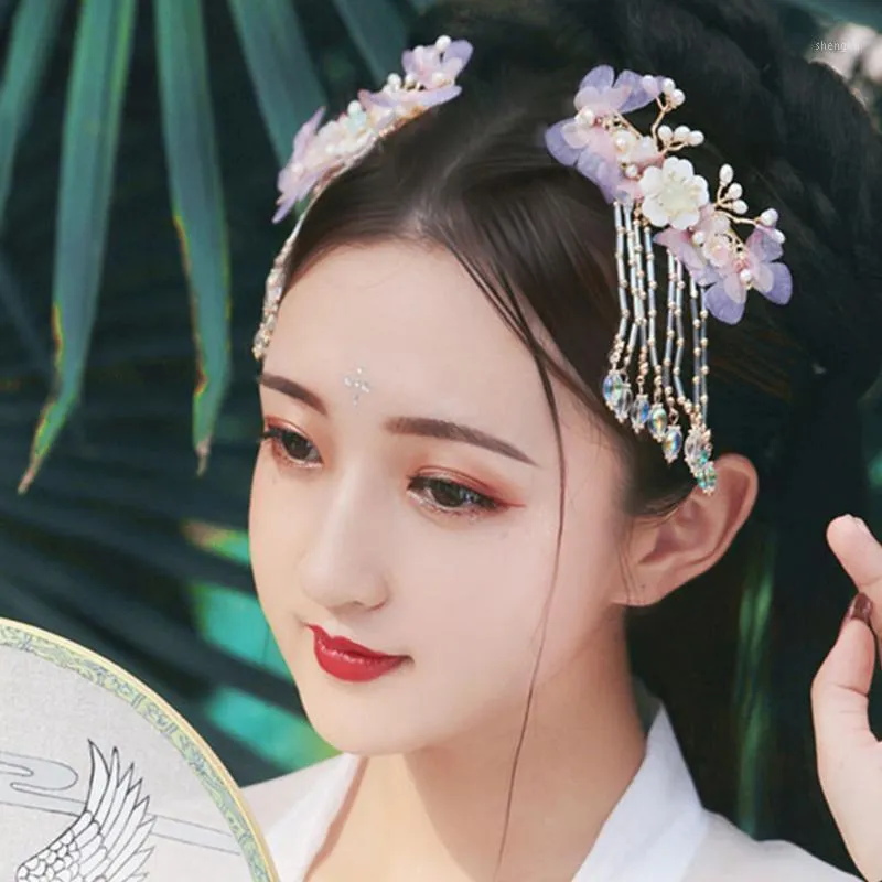 중국 고대 나비 머리 꽃 액세서리 클립 장식 공주 코스프레 제품 여자 / 아이들을위한