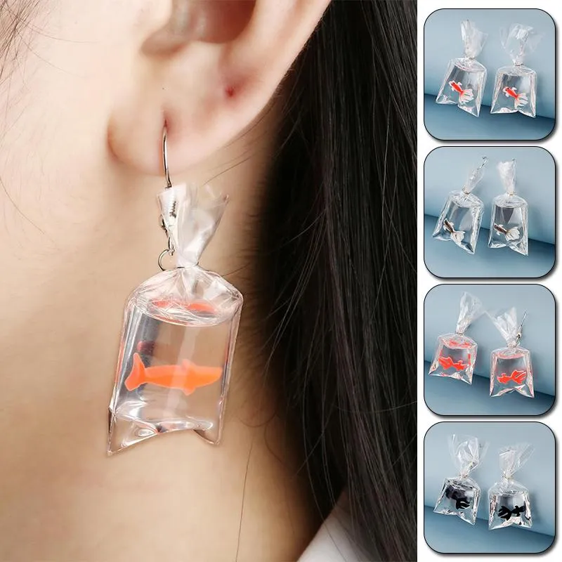 Dangle Kronleuchter 1Pair Fashion Ohrringe Simulation Goldfisch Frauen Wasser Bag Schmuck Geschenk Accessoiresdangle