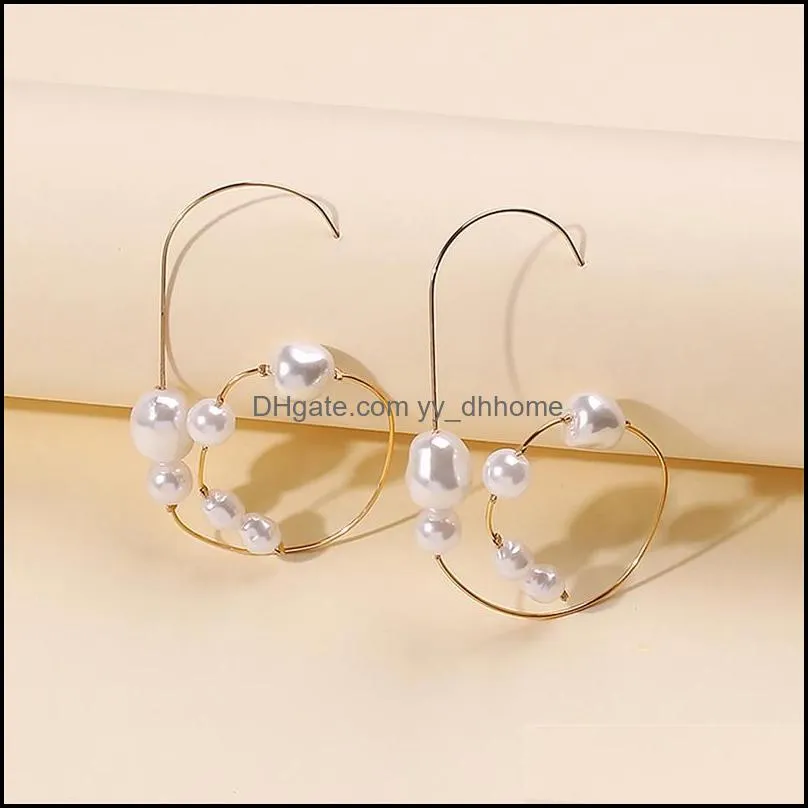 fashion circle pearl earring stud for women vintage gold imitation pearls geometric studs earrings punk jewelry