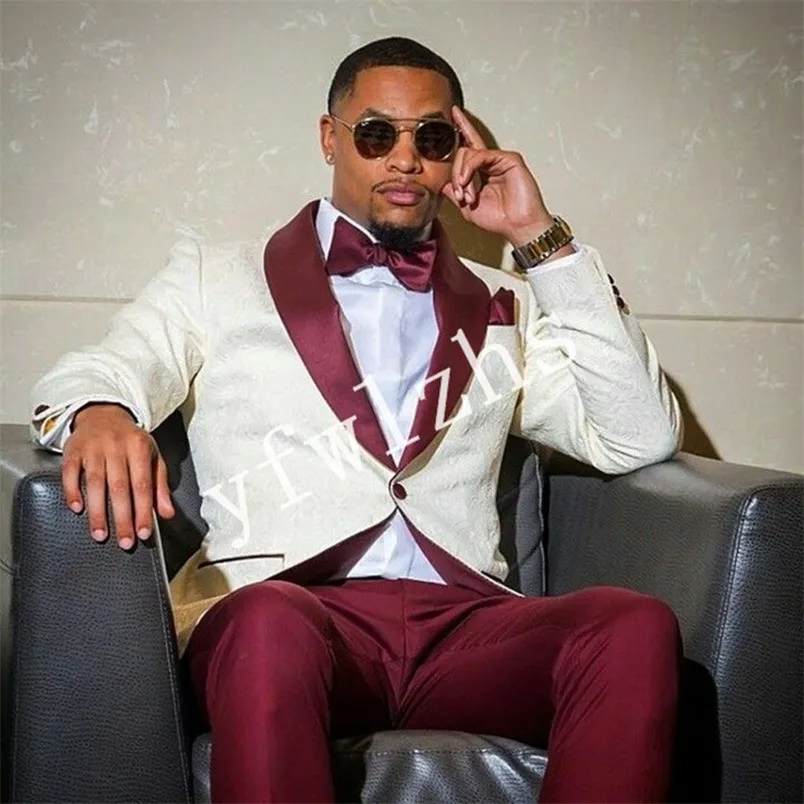 Handsome One Button Groomsmen Shawl Lapel Groom Tuxedos Men Suits Wedding Prom Man Blazer ( Jacket+Pantst+Tie) Y390