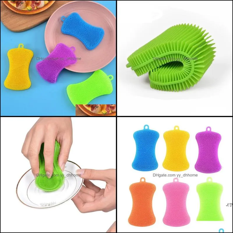 silicone sponge dish sponges dishes washing double sided brushes kitchen gadgets brush accessories pad12005