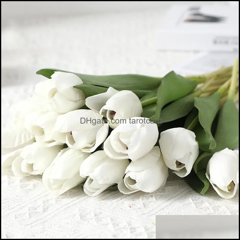 Decorative Flowers & Wreaths 7Pcs/lot Simulation Tulip Feel Real Touch Artificial For Home Living Room Decoration Wedding Bouquet Fake