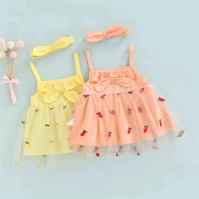 Mababy 6m-3y 신생아 아기 소녀 드레스 딸기 파인애플 보우 활 투투 드레스 여름 의상 D01 J220516