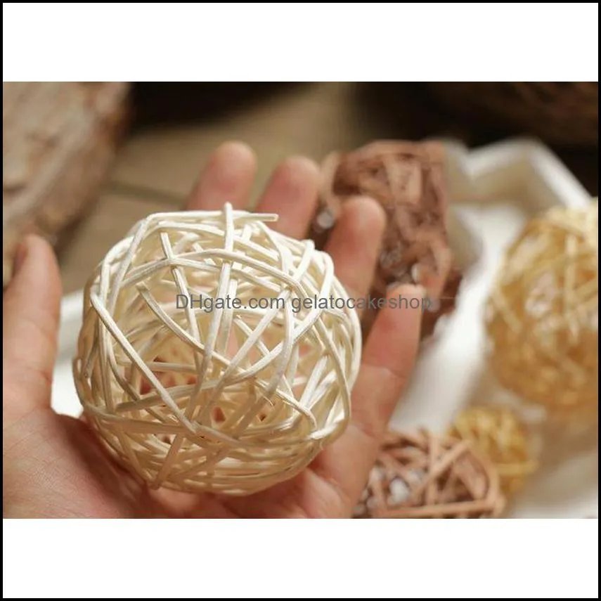 Handmade Rattan Wicker Ball Rustic Spheres Balls For Christmas Wedding Home Party Diy Decor Child Pet Toys Table Vase Filler C2Dyr