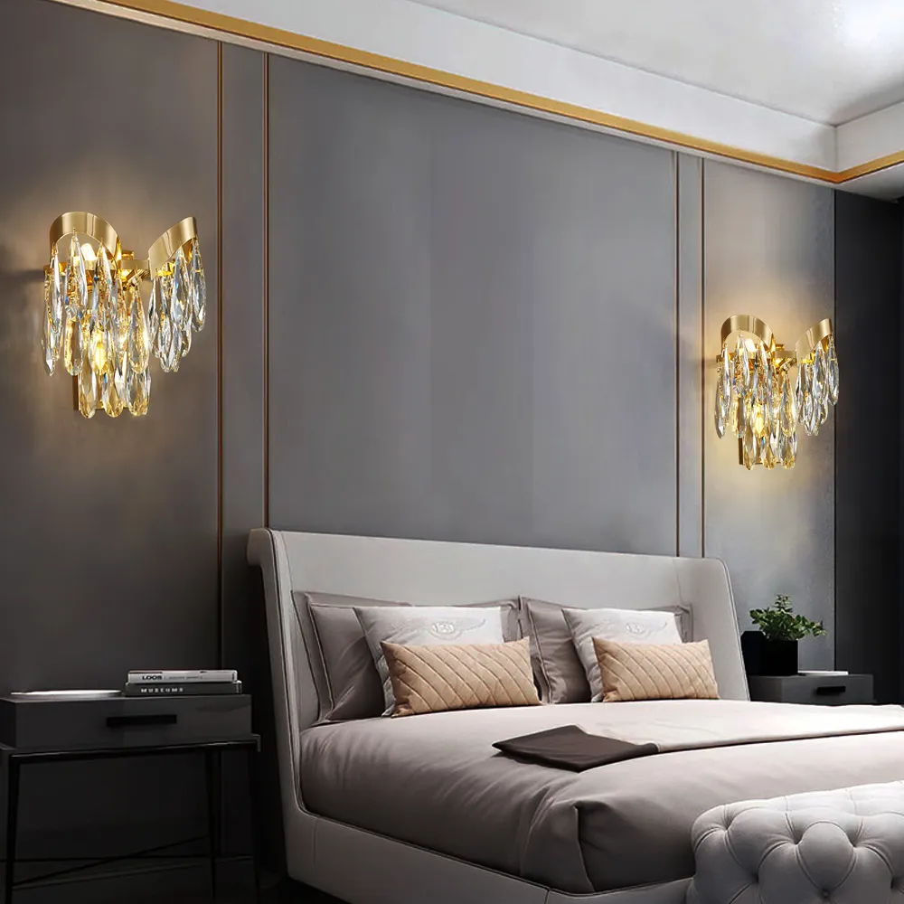 Luxury Crystal LED Wall Sconce With Gold Wall Sconce Lighting For Bedroom Living Room Dining Room And Corridor Wall Mouted Chassis From Mtled8 132.03 DHgate.Com