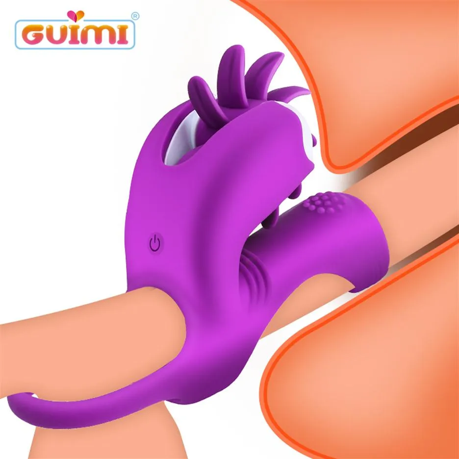 Vibrierende Penisringrotation Erotische Zunge orale Lick -Vibrator -Klitoris -Stimulator Sexspielzeug für Paare Männer Erwachsener Sexladen CX202532