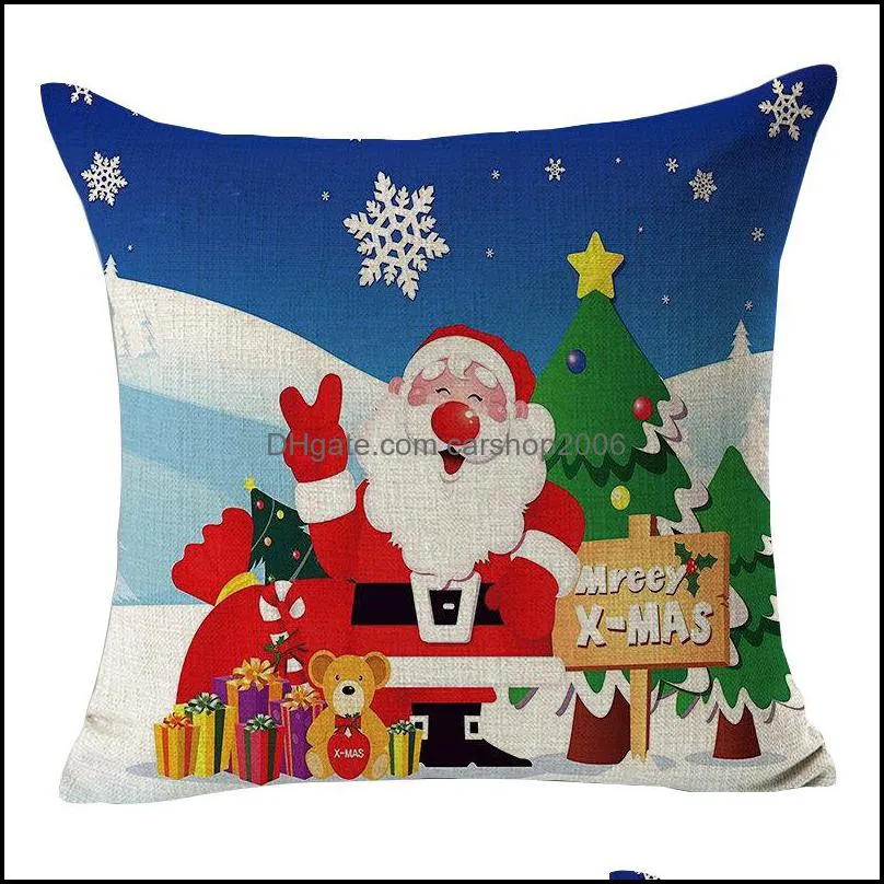 new pillow case santa claus christmas tree snowman elk pillow case cotton linen pillowcase home sofa car decor 45*45cm wq285