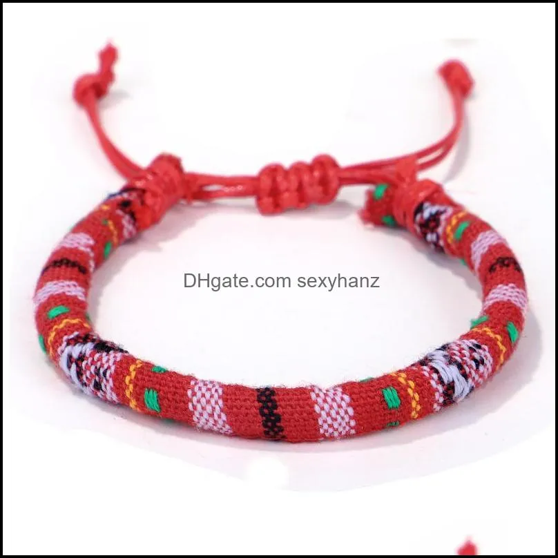 adjustable friendship bracelet women handmade weave bangle knitted cotton fabric thread braided rope bracelets men jewelry