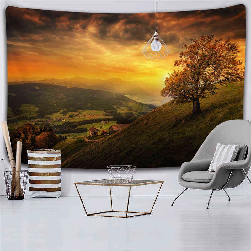 Decoração de casa Cama Felas de pano de parede Árvore da floresta de praia Tapete de piquenique Tapete de piquenique Tent de dormir J220804