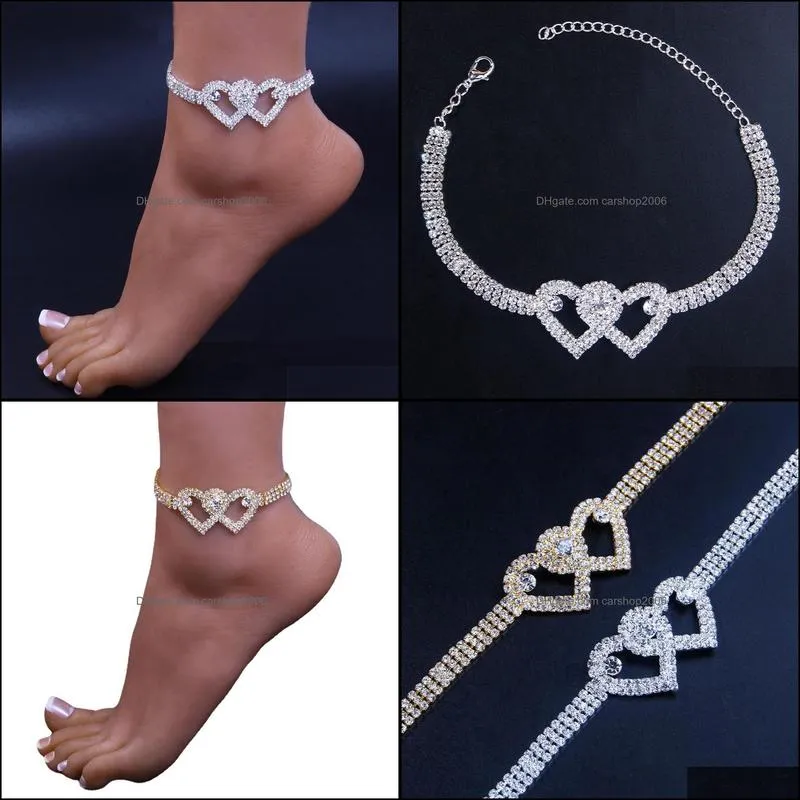 Women`s Anklets Heart Charm Bracelet on Leg Accessories Wedding Party Fashion Jewelry