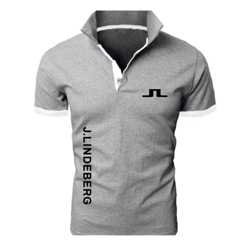 2024 J LINDEBERG Golf print Cotton Polo Shirts for Men Casual Solid Color Slim Fit s Polos Summer Fashion Brand Clothing WEI