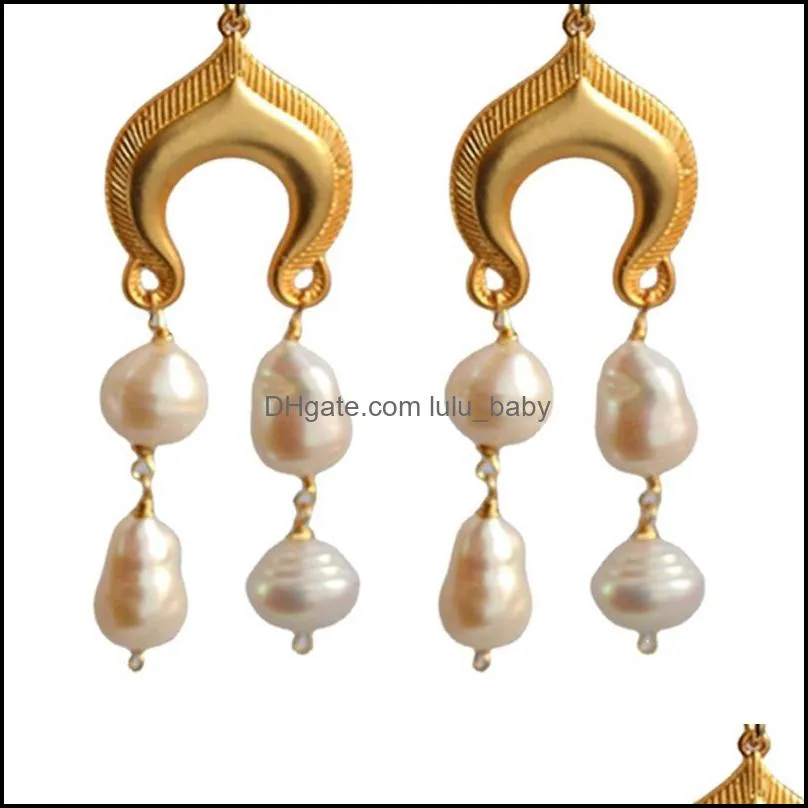 long pattern pearl tassel earrings special shaped pearls body ear jewelry for women and girls