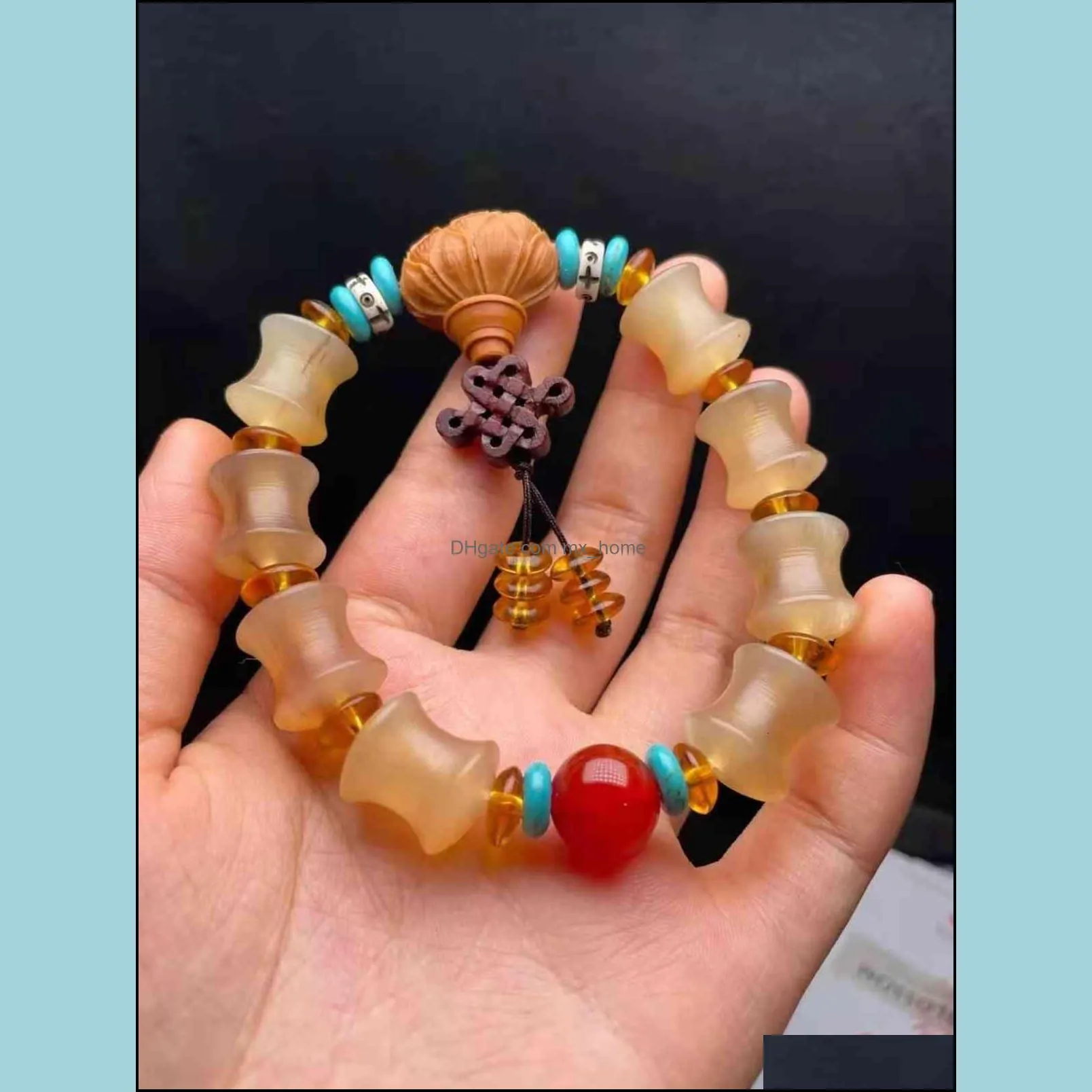 Tibetan Beads Bracelet: Chinese Style Sheep Horn Round Bead