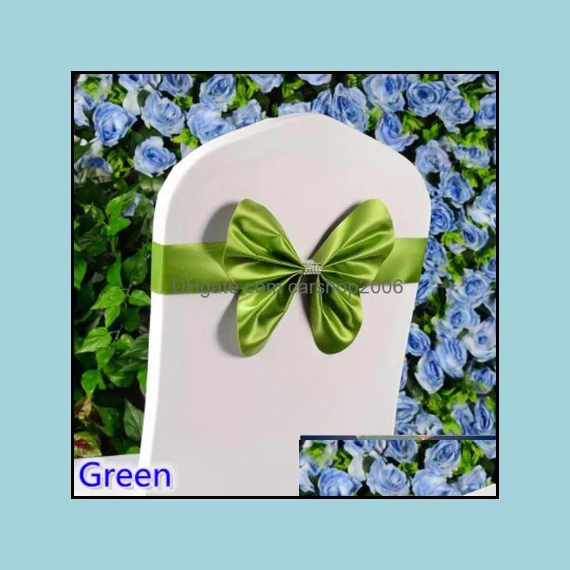 كرسي SASHES ERS Home Sextiles Garden Green Color Sash Wedding Mini Style Butfly Bow Tie Band شريط تمتد للبيع تسليم إسقاط