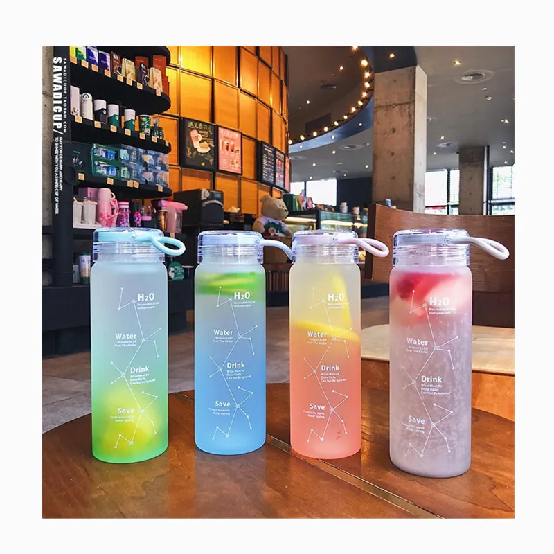 460 ml gradiënt kleurrijke matglas waterflessen lekvrije drinkbeker ketel outdoor sport w0