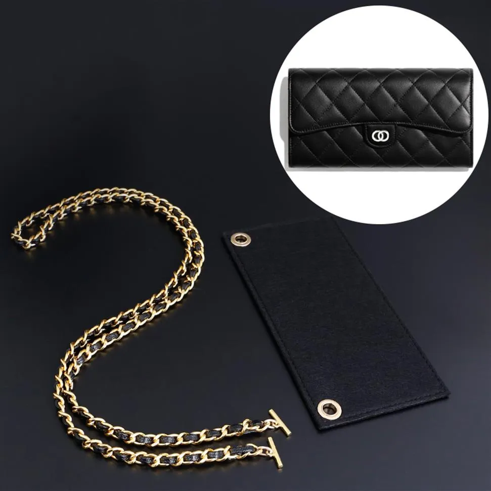 Bag Accessories DIY Kit Real Cowhide Leather Chain Insert Change Your Classic Long Flap Wallet To A Small Crossbody Purse305T