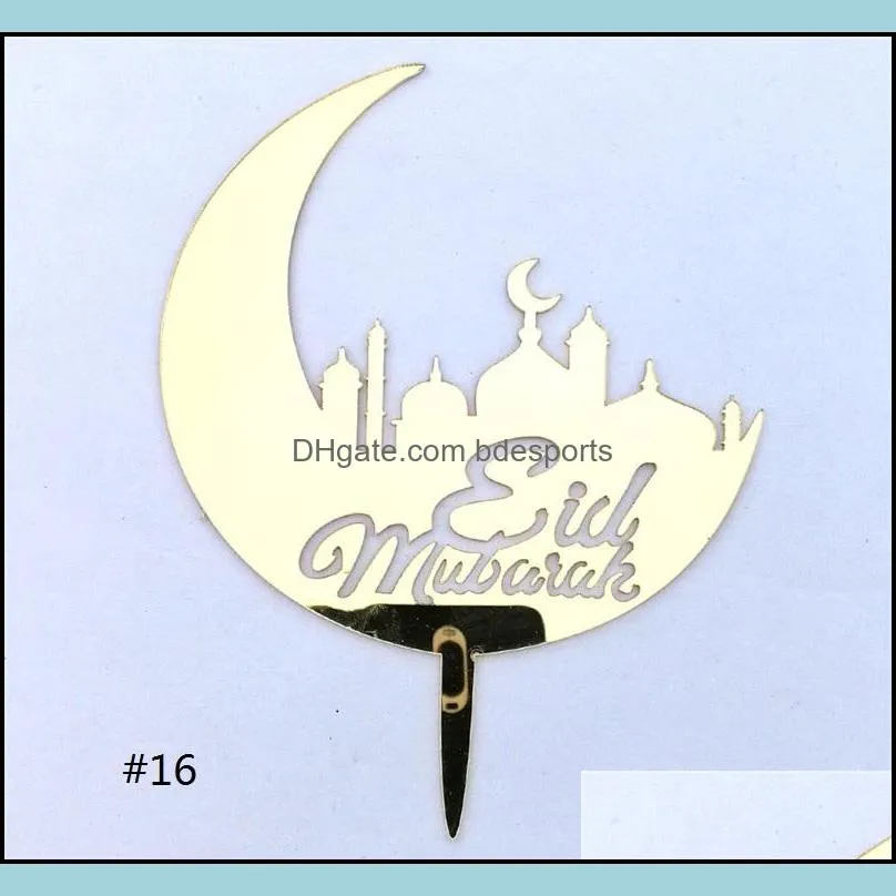 Ramadan Cake Tools Eid Mubarak Muslim Islam Party Cupcake Inserting Card Lasser Bairam Acrylic Dessert Topper