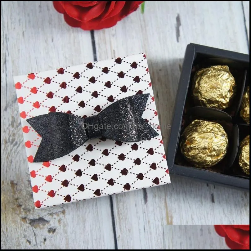 8.9*8.9*3.5CM Red Heart Design 10 Set Chocolate Paper Box Valentine` Christmas Birthday Party Gifts Packing Storage Boxes1