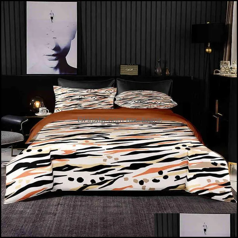 Abstract Style Duvet Cover 200x200 With Pillowcase,240x220 Quilt Cover,Black And White Leopard Pattern Bedding Set,Bed Sheet Set