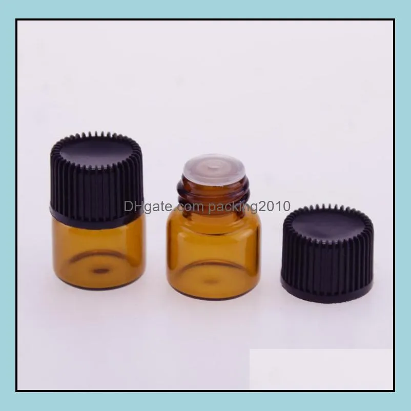 1ml 2ml 3ml mini amber glass essential oil bottle black cap 1cc 2cc 3cc brown sample vial small perfume bottle travel must sn630