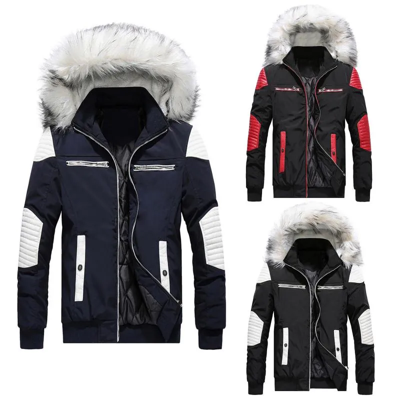 Men's Tracksuits Men's Winter Coat Casual Furry Hooded Solid Splice Long Sleeve Zipper Pocket Warm Soft Light Fleece Jacket MenMen's