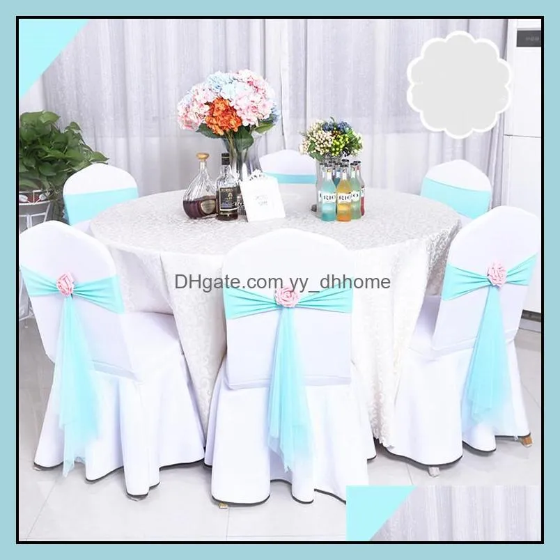 wed sash green chair sash with individual flower elastic spandex and gauze flower sash chair band