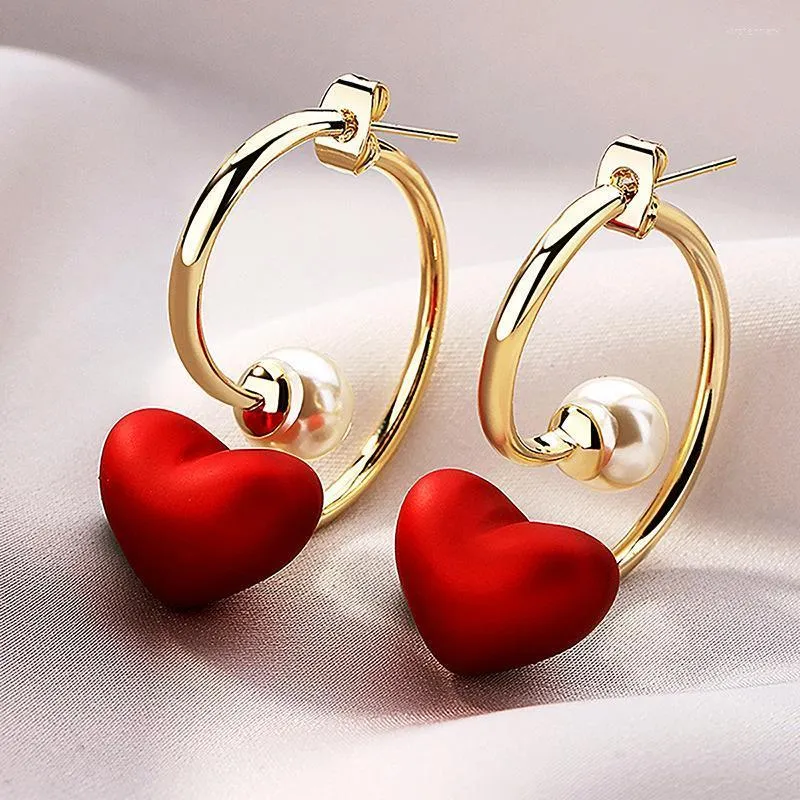 Stud Arrival Heart Red Earrings Love Pearl Statement Wedding Geometric Bohemian Vintage Trend Jewelry For WomenStud Kirs22