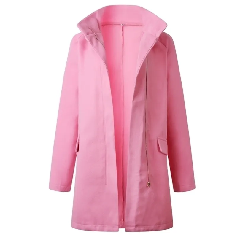 LgucH Long manteau femme automne hiver femmes coupe-vent lâche manteaux et vestes confortables femmes vêtements rose Abrigo Femme 201221