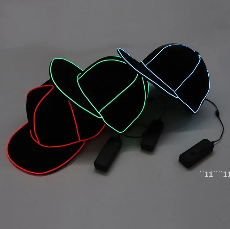 محمولة سلك البيسبول قبعة LED عادية LED HIP HOP HAT متوهجة في SNAPBACK الظلام لتزيين الحفلات RRA13508