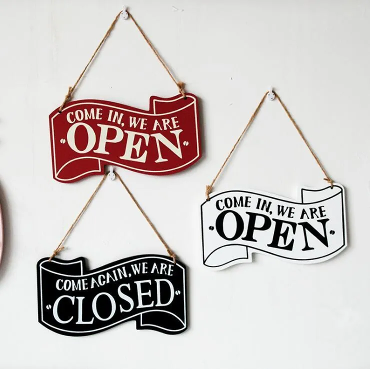 Wooden Open Closed Sign Novelty Items Coffee Shops Wood Hanging Double Sided Vintage Business Signs for Shop Door Window