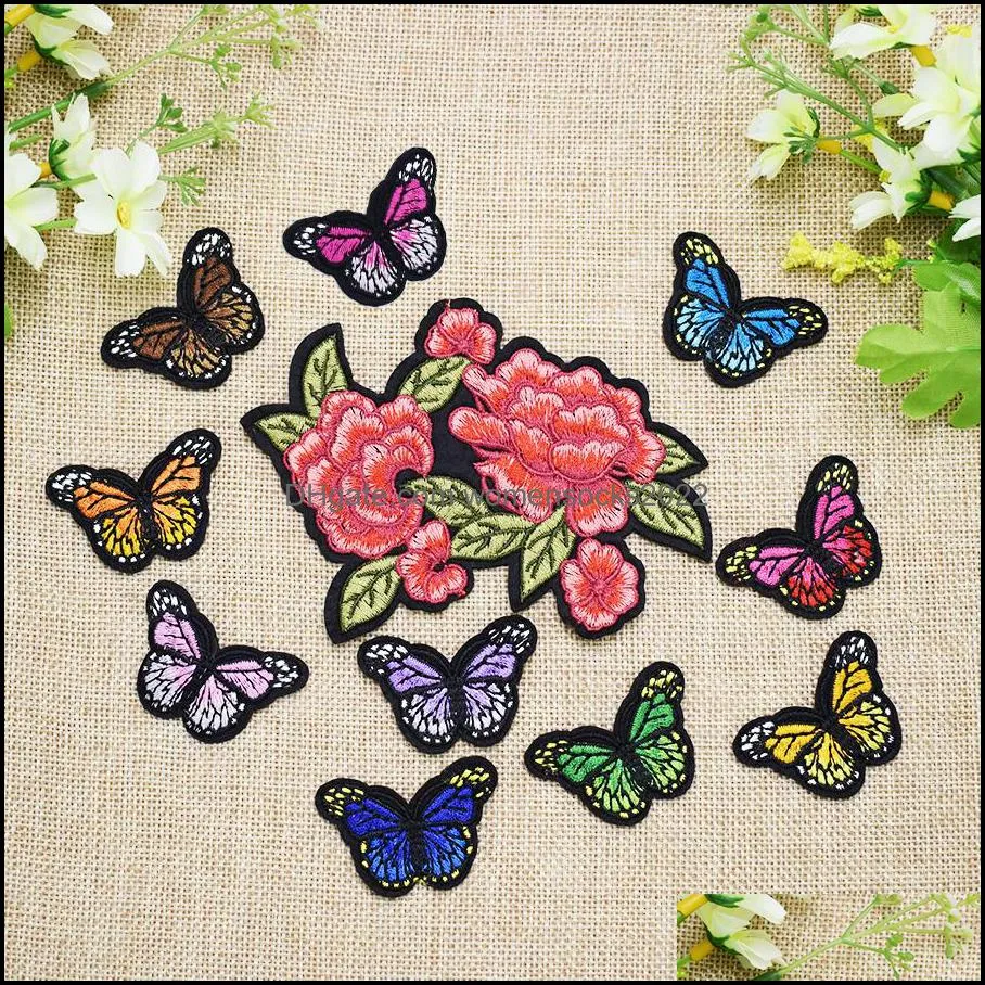 11PCS Small Butterfly Embroidery Patches for Clothing Applique Iron on Transfer Patch for Jeans Bags DIY Sew on Embroidery Badge