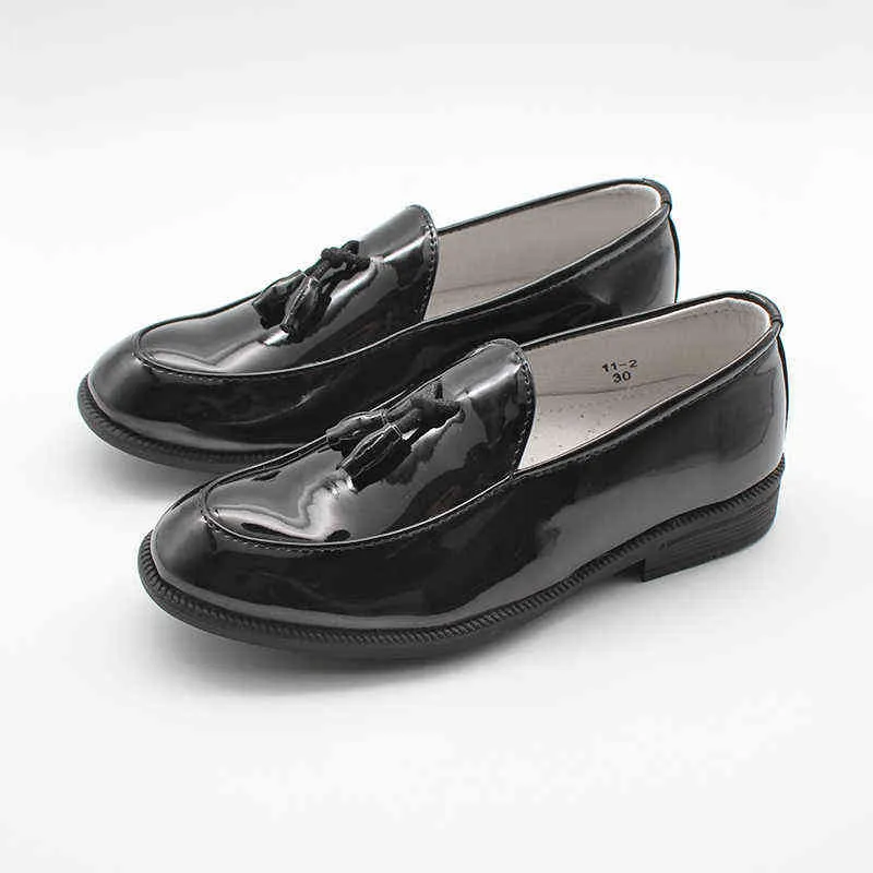 New Boys Dress 2022 Shoes Black Faux Leather Slip On Tassel Boy Loafers Wedding Party Kids Formal Shoe Classic Children Footwear