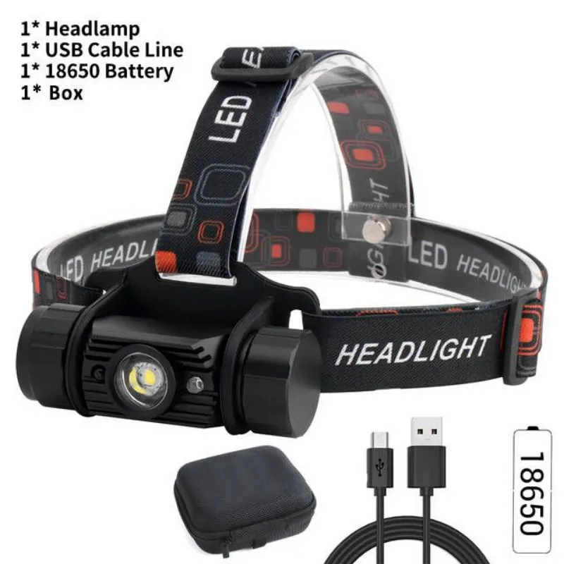 BORUiT Mini IR Sensor Headlamp Induction Flashlight USB Rechargeable Headlight Waterproof Camping Head Torch Light 18650 Battery 220504