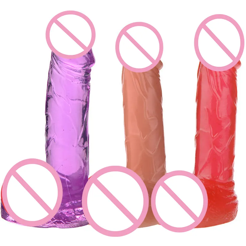 Auexy Sexy Toys Man Fake penis Realistic Big Dildo Silikon Transparent Crystal Glass Mocny ssący kubek dla kobiet kosmetyczny