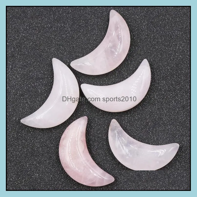 30mm natural crystal reiki healing crescent moon stone hand piece beads mineral crystals tumbled stones gemstones ornament home sports2010