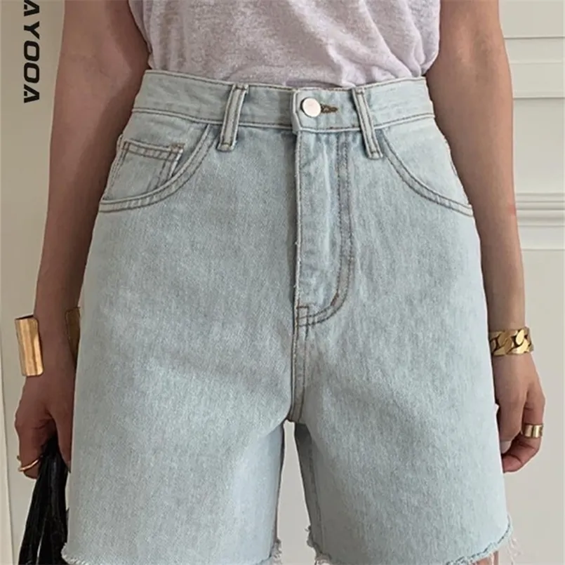 Genayooa Streetwear Light Blue Denim Shorts Women Korean Fashion High Waist Biker Shorts Jeans Feminino Summer Casual Chic 220419