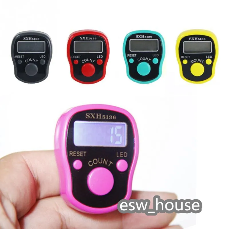 Compteur de doigt électronique avec lumière LED réinitialisable numérique électronique manuel Clicker minuterie horloge numéro tour Tracker compteurs