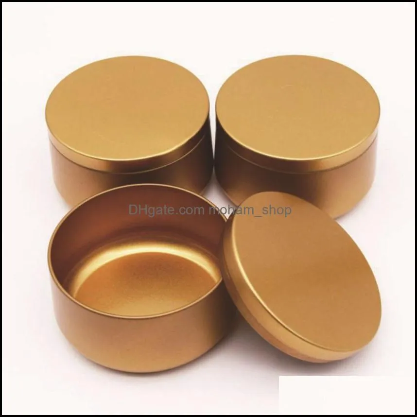 NEWSmall Tin Box Gold Round Tins Can Empty Candle Jar Ethnic Style Tea Candy Tablet Storage Boxes RRF12754