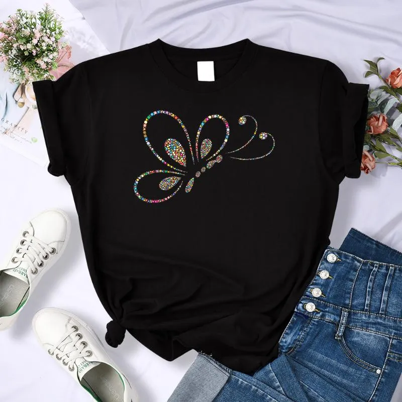 T-shirt Femme 3D Stéréo Couleur Papillon Imprimer T-shirts Femme Marque De Mode Tee Vêtements Hip Hop Surdimensionné Casual Lâche Femmes Tops